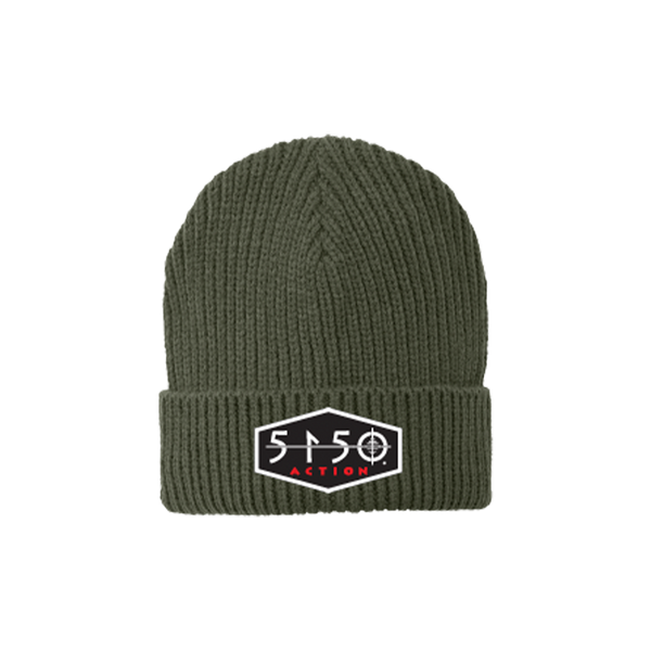 5150 Knit Cuff Beanie - Green, Silicone Patch