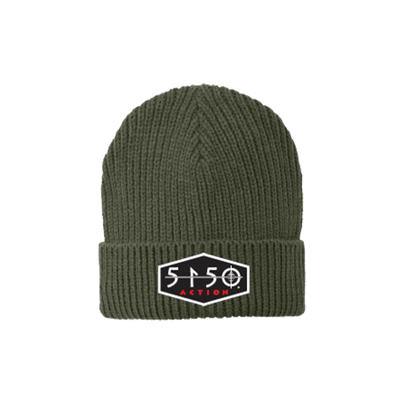 5150 Knit Cuff Beanie - Green, Silicone Patch